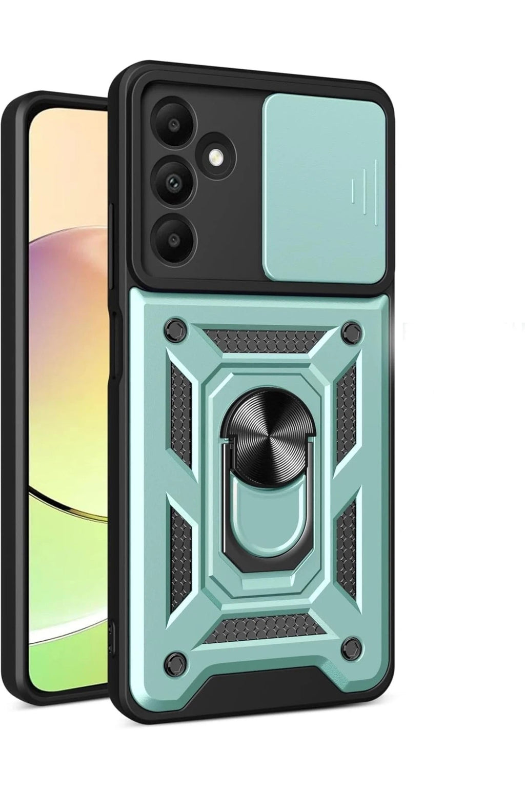 Mey İthalat® Samsung Galaxy M15 Kılıf Pars Lens Yüzüklü Silikon - Yeşil