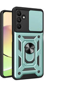 Mey İthalat® Samsung Galaxy M15 Kılıf Pars Lens Yüzüklü Silikon - Yeşil