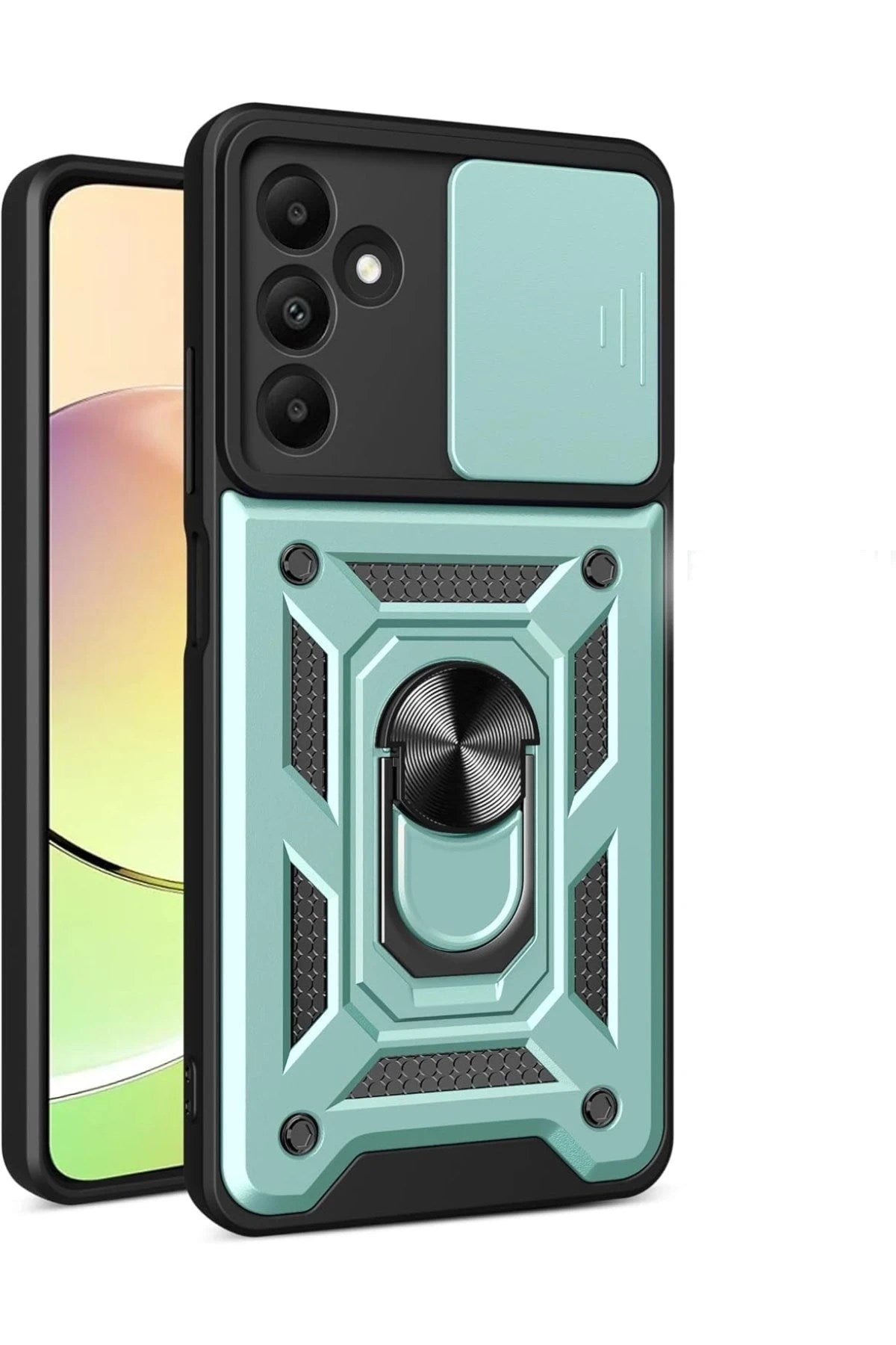 Mey İthalat® Samsung Galaxy M15 Kılıf Pars Lens Yüzüklü Silikon - Yeşil