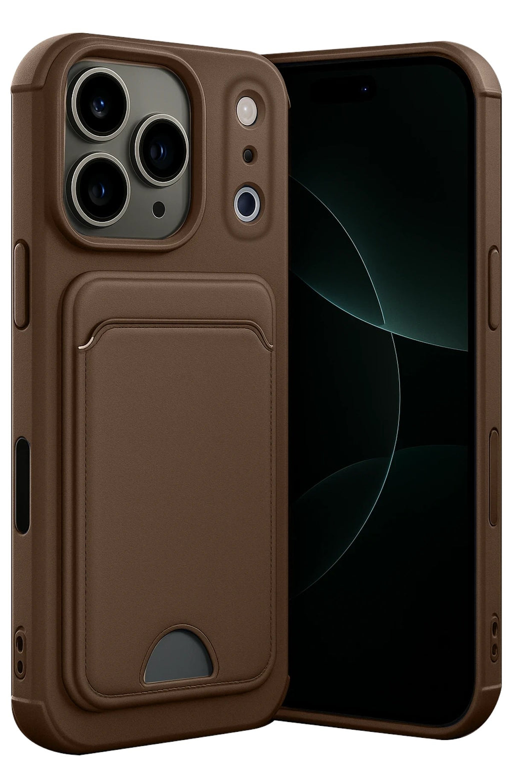 Mey İthalat® iPhone 17 Pro Kelvin Kartvizitli Silikon - Kahverengi