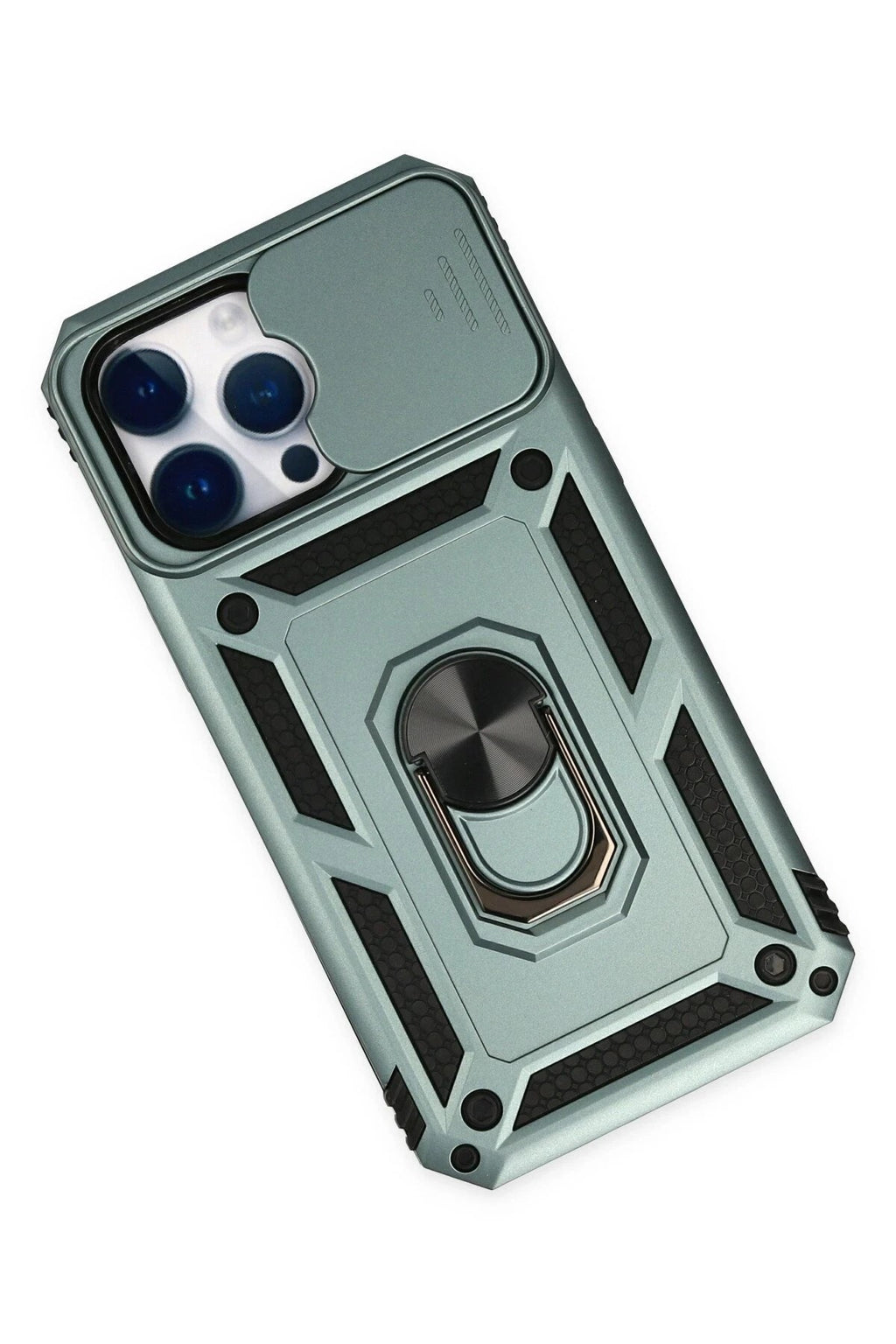 Mey İthalat® iPhone 14 Pro Kılıf Pars Lens Yüzüklü Silikon - Yeşil