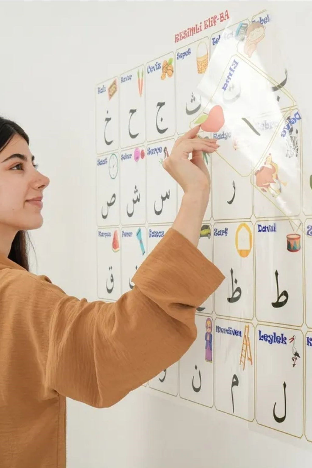 70x100 cm Statik Kağıt Elif-Ba Öğrenme Tahtası