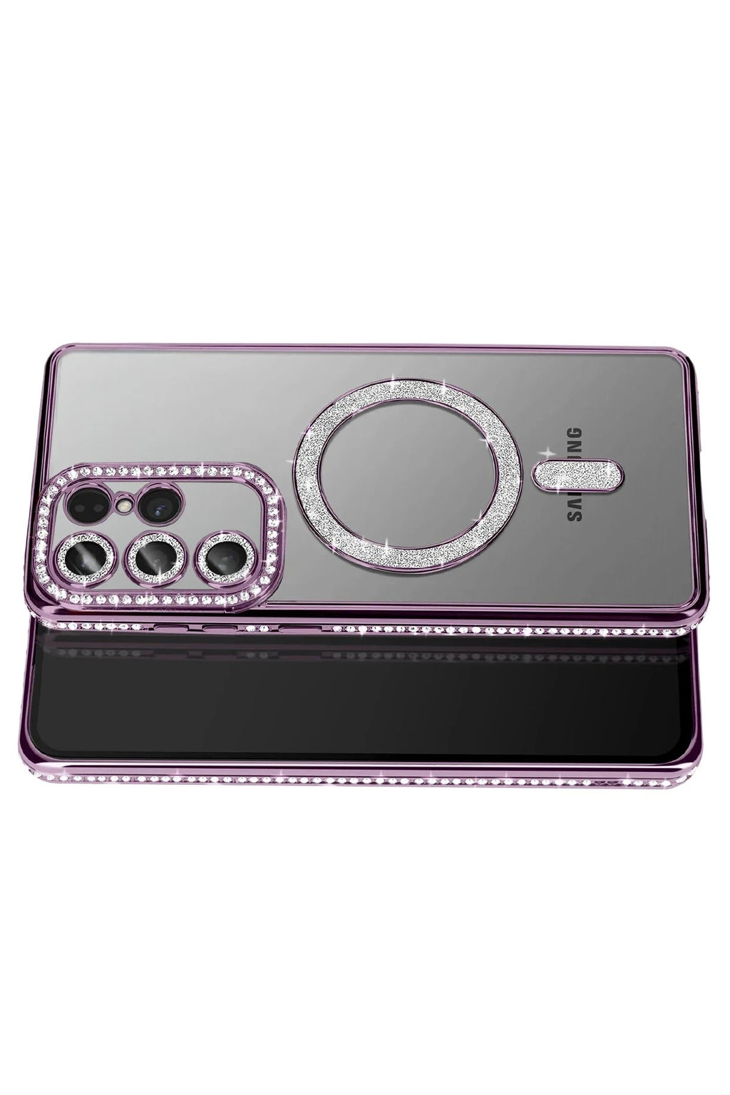 Mey İthalat® Samsung Galaxy S26 Ultra Joke Simli Magneticsafe Kılıf - Derin Mor
