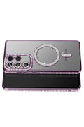 Mey İthalat® Samsung Galaxy S26 Ultra Joke Simli Magneticsafe Kılıf - Derin Mor