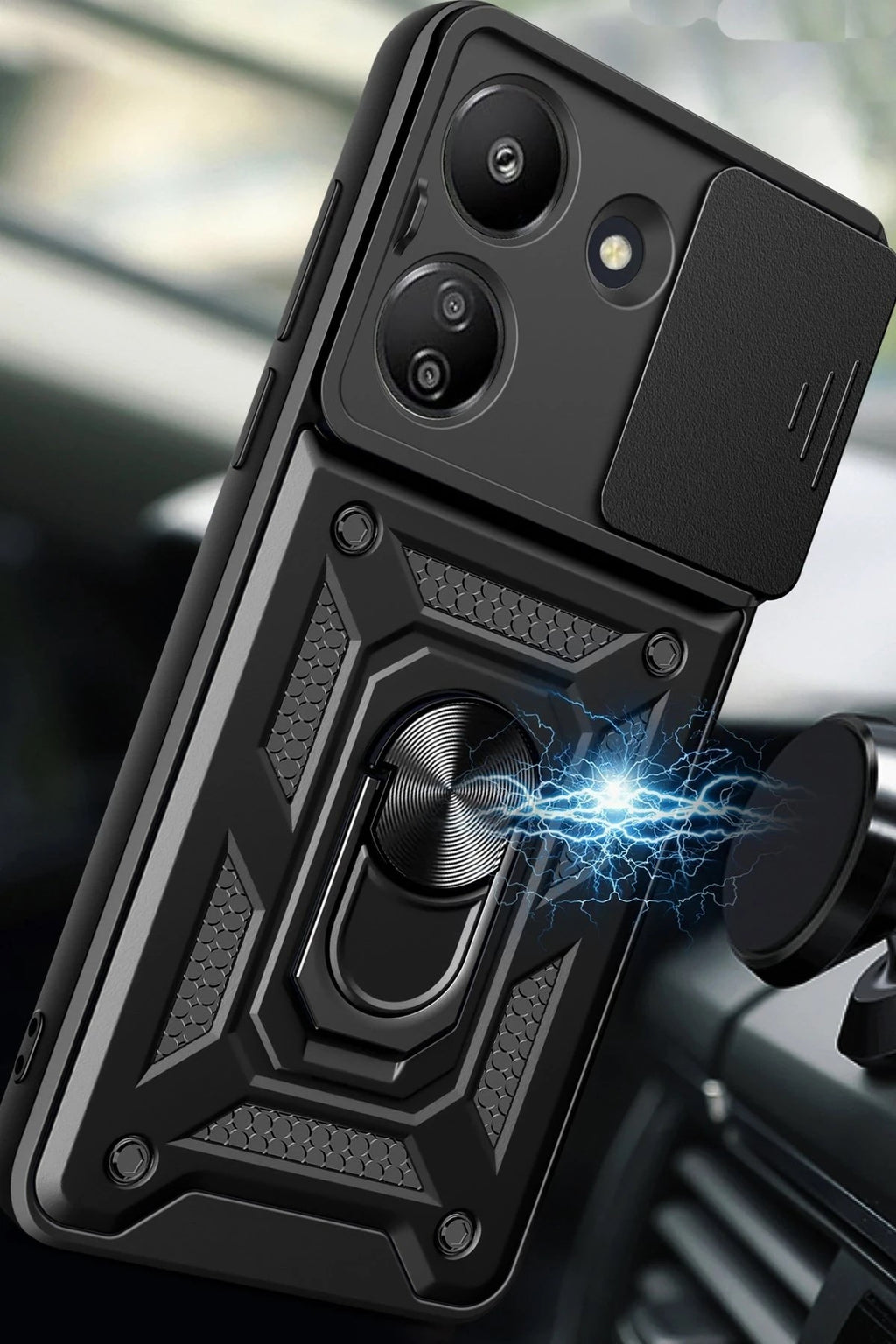 Mey İthalat® Redmi 13C Kılıf Pars Lens Yüzüklü Silikon - Kırmızı