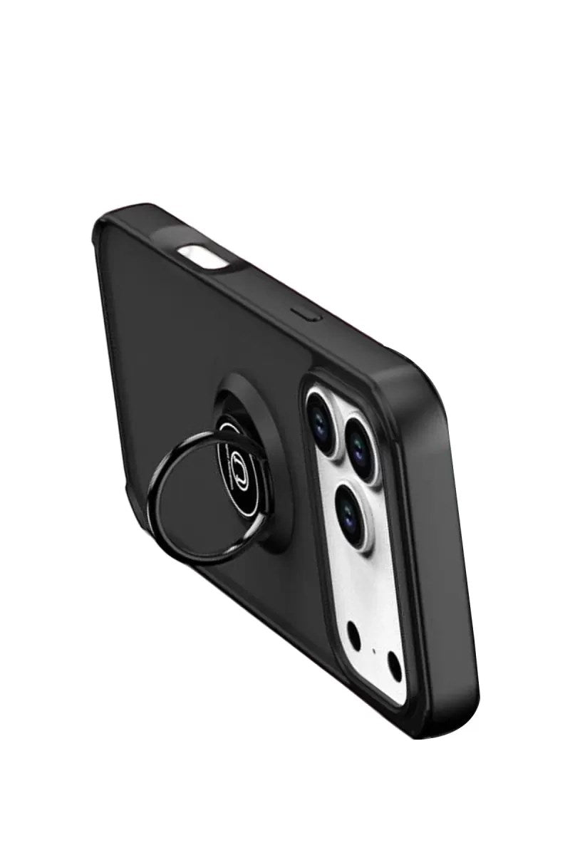 Mey İthalat® iPhone 17 Pro Max Montreal Yüzüklü Silikon Kapak - Siyah