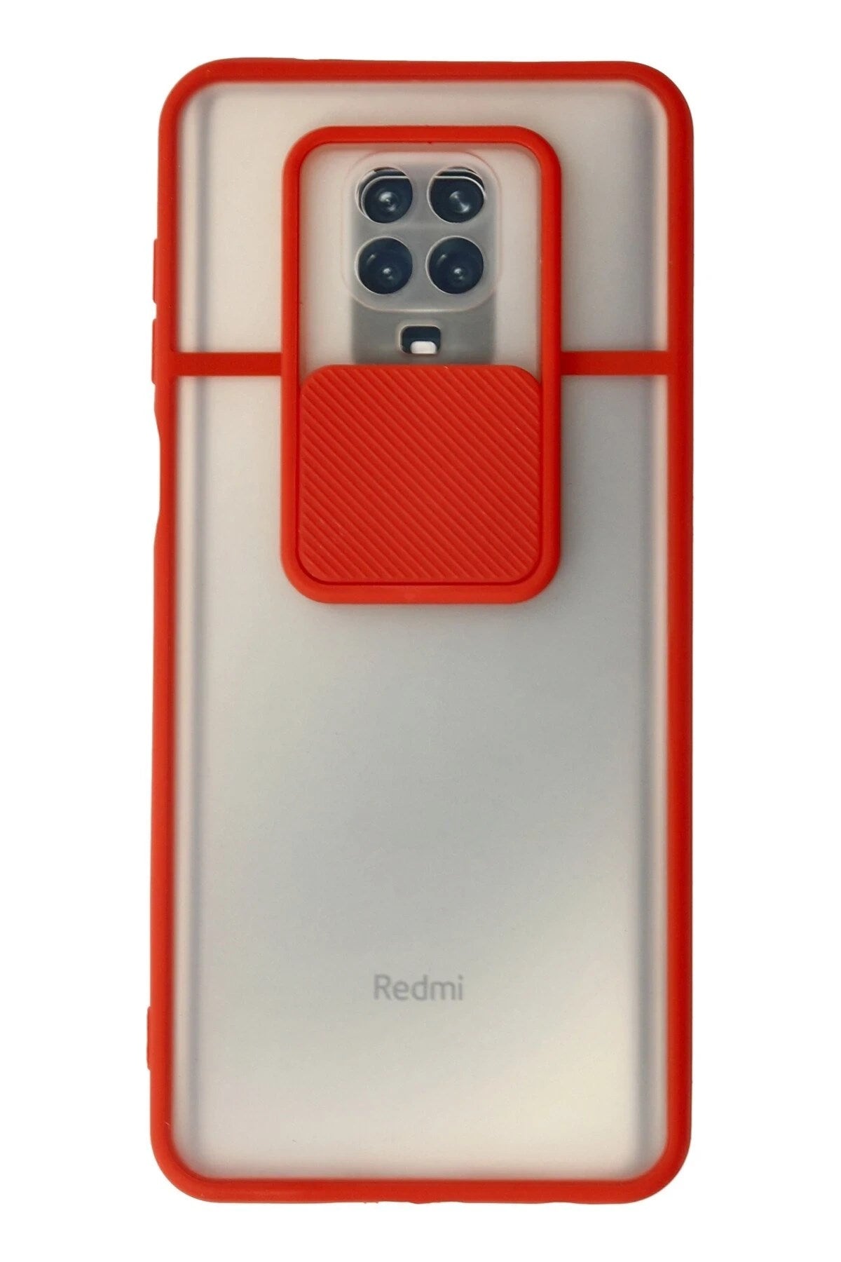 Mey İthalat® Redmi Note 9 Pro Kılıf Palm Buzlu Kamera Sürgülü Silikon - Kırmızı