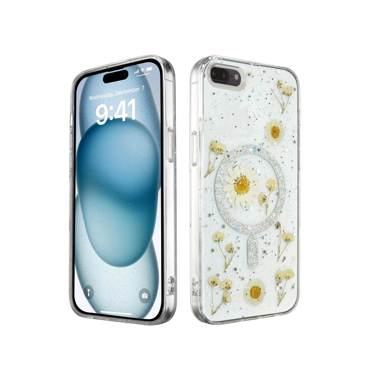 Mey İthalat® iPhone 7 Kılıf Daisy Simli Magsafe Kapak - Gümüş