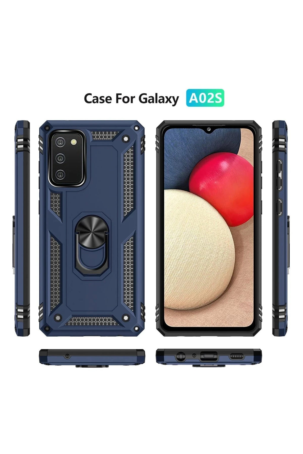 Mey İthalat® Samsung Galaxy A03S Kılıf Sofya Yüzüklü Silikon Kapak - Lacivert