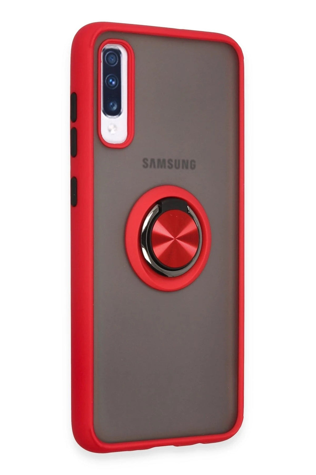 Mey İthalat® Samsung Galaxy A70 Kılıf Montreal Yüzüklü Silikon Kapak - Kırmızı