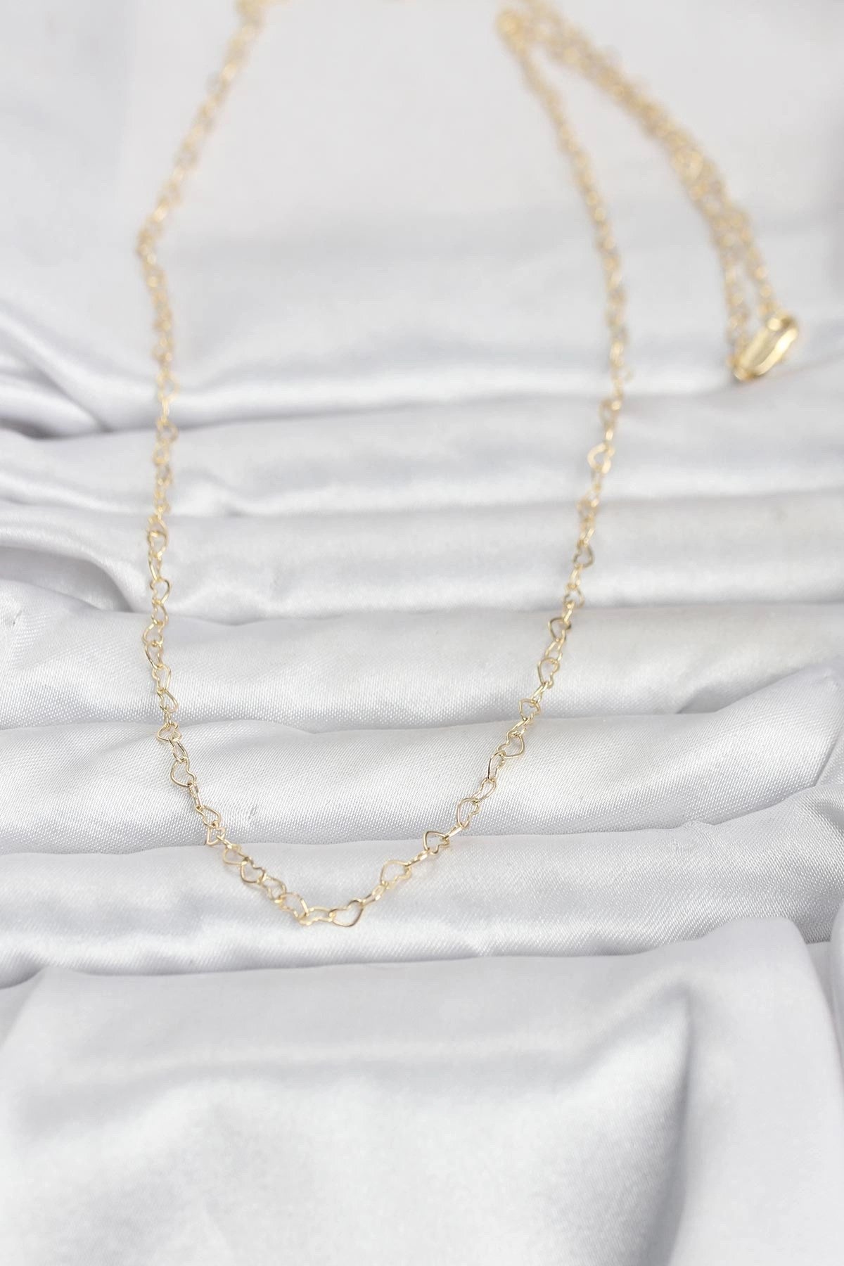 Mey İthalat® CM 14K Gold Renk Kalp Zincirli 60 cm Kadın Kolye