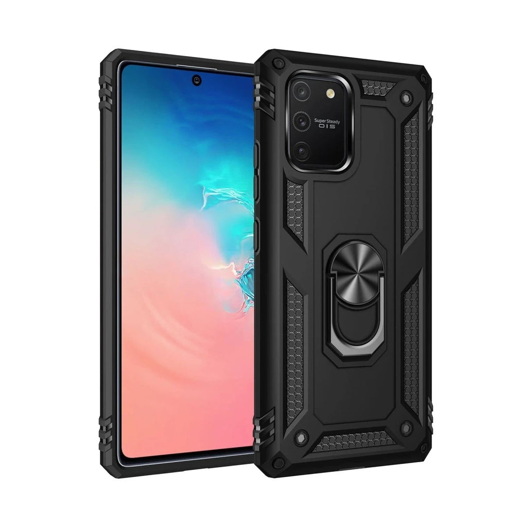 Mey İthalat® Samsung Galaxy A91 / S10 Lite Kılıf Sofya Yüzüklü Silikon Kapak - Siyah