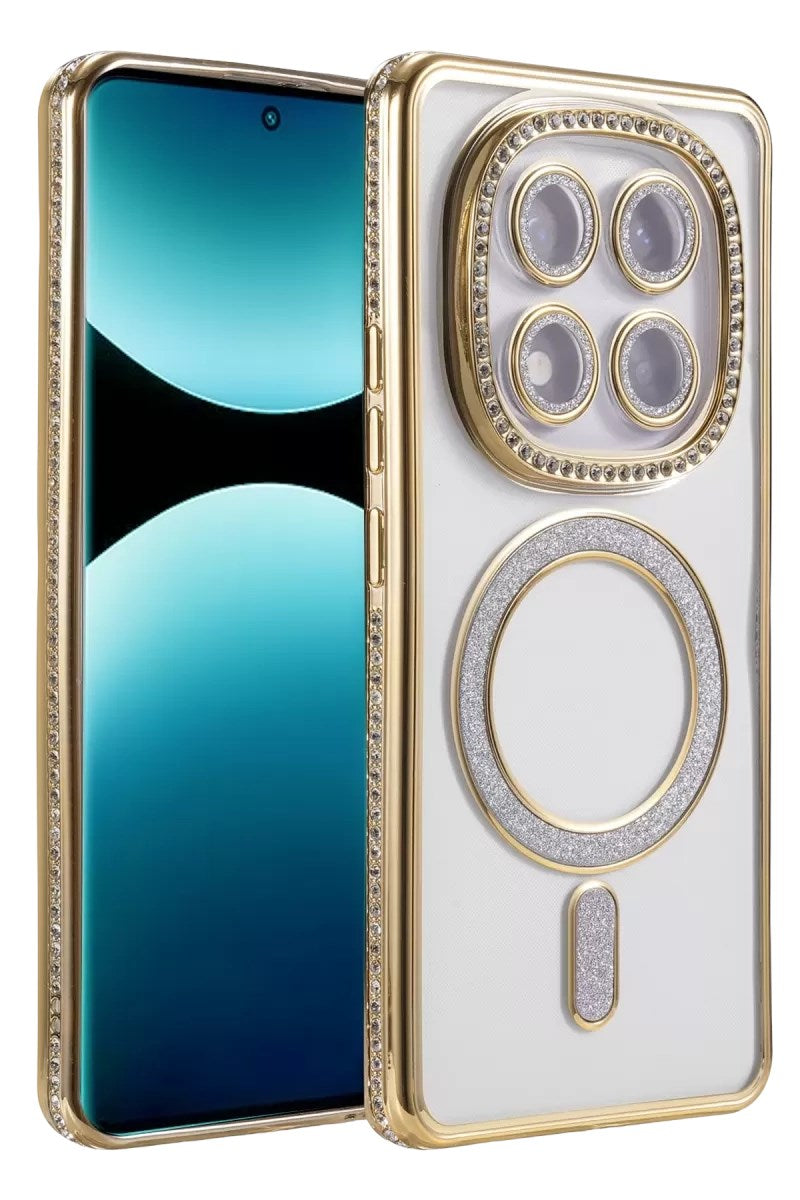 Mey İthalat® Redmi Note 15 Pro 4G Joke Simli Magneticsafe Kılıf - Gold
