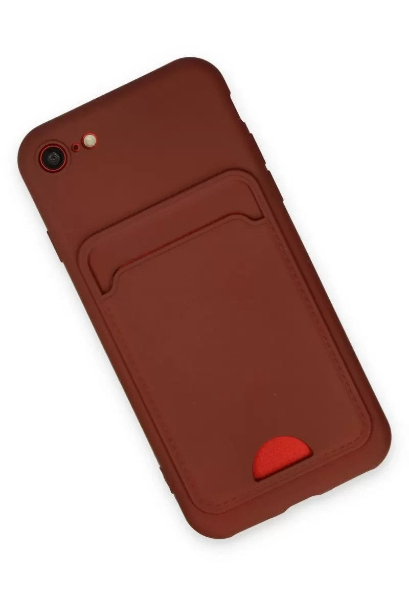 Mey İthalat® iPhone 7 Kılıf Kelvin Kartvizitli Silikon - Bordo