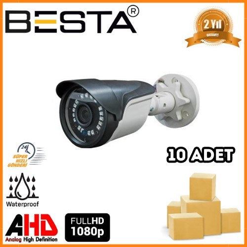 2 MP 1080P 18 SMD LED Bullet AHD Güvenlik Kamerası 10 Adet Koli