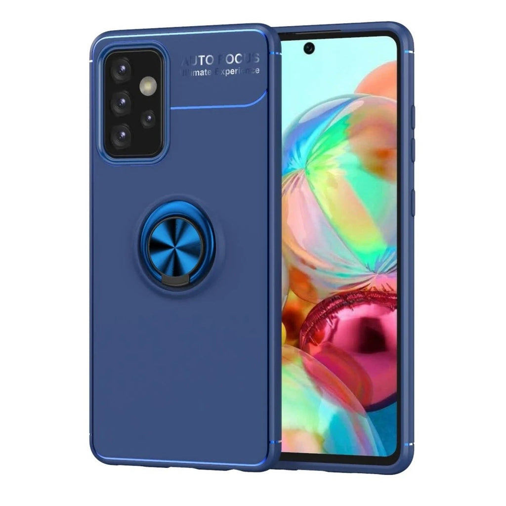 Mey İthalat® Samsung Galaxy A72 Kılıf Range Yüzüklü Silikon - Mavi