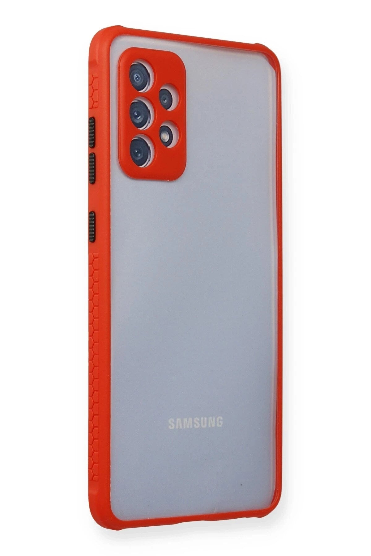 Mey İthalat® Samsung Galaxy A72 Kılıf Miami Şeffaf Silikon - Kırmızı