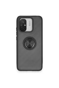 Mey İthalat® Redmi 12C Kılıf Montreal Yüzüklü Silikon Kapak - Siyah