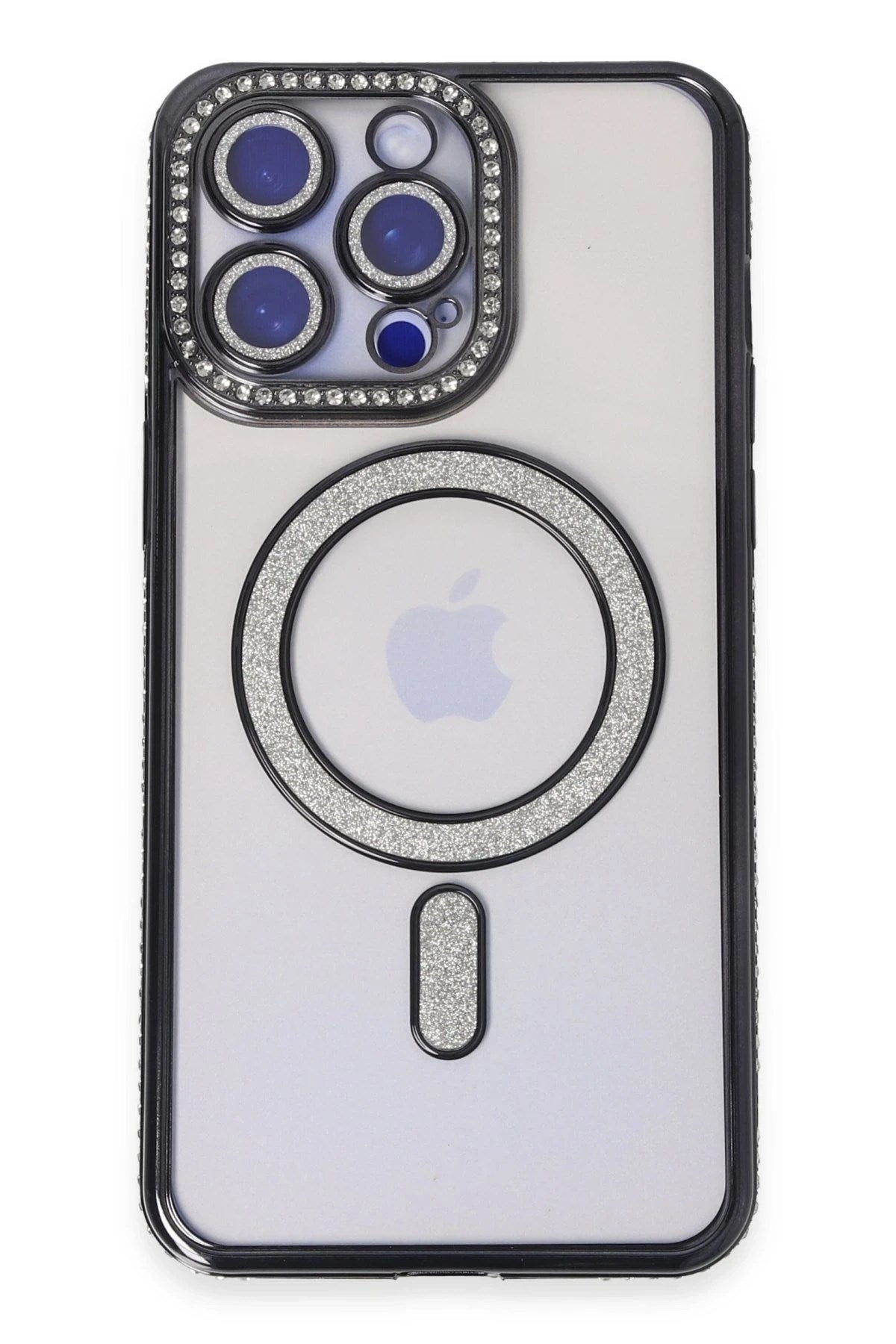 Mey İthalat® iPhone 14 Pro Kılıf Joke Simli Magneticsafe Kılıf - Siyah