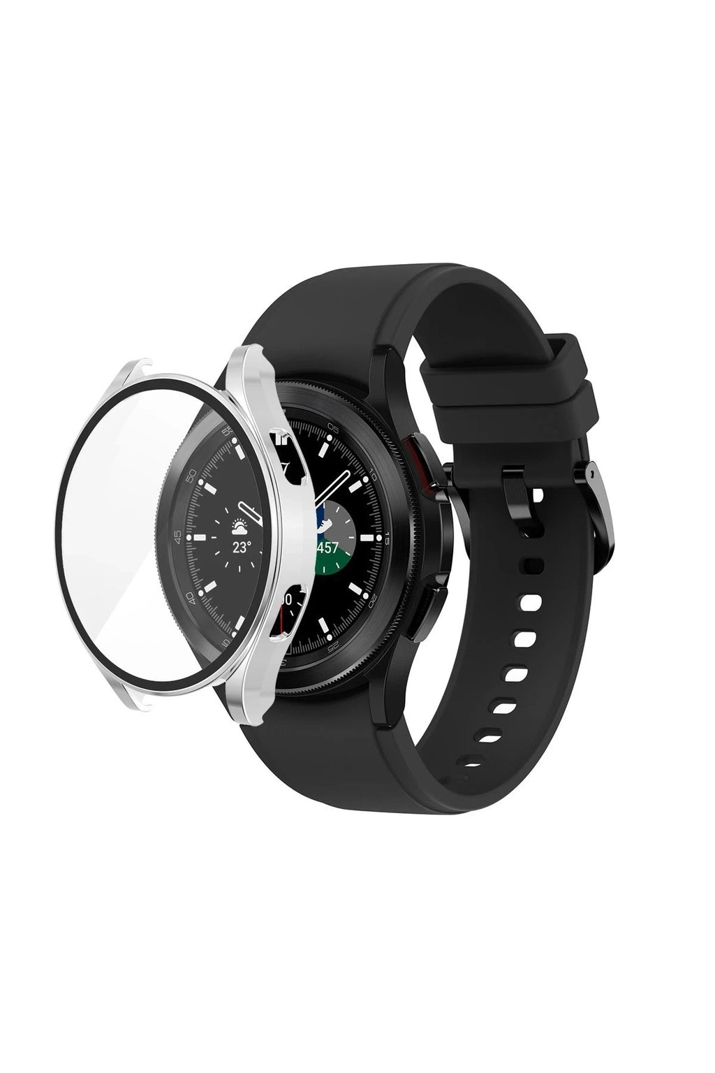 Mey İthalat® Watch 5 44mm Wall Camlı Kasa Ekran Koruyucu - Gümüş