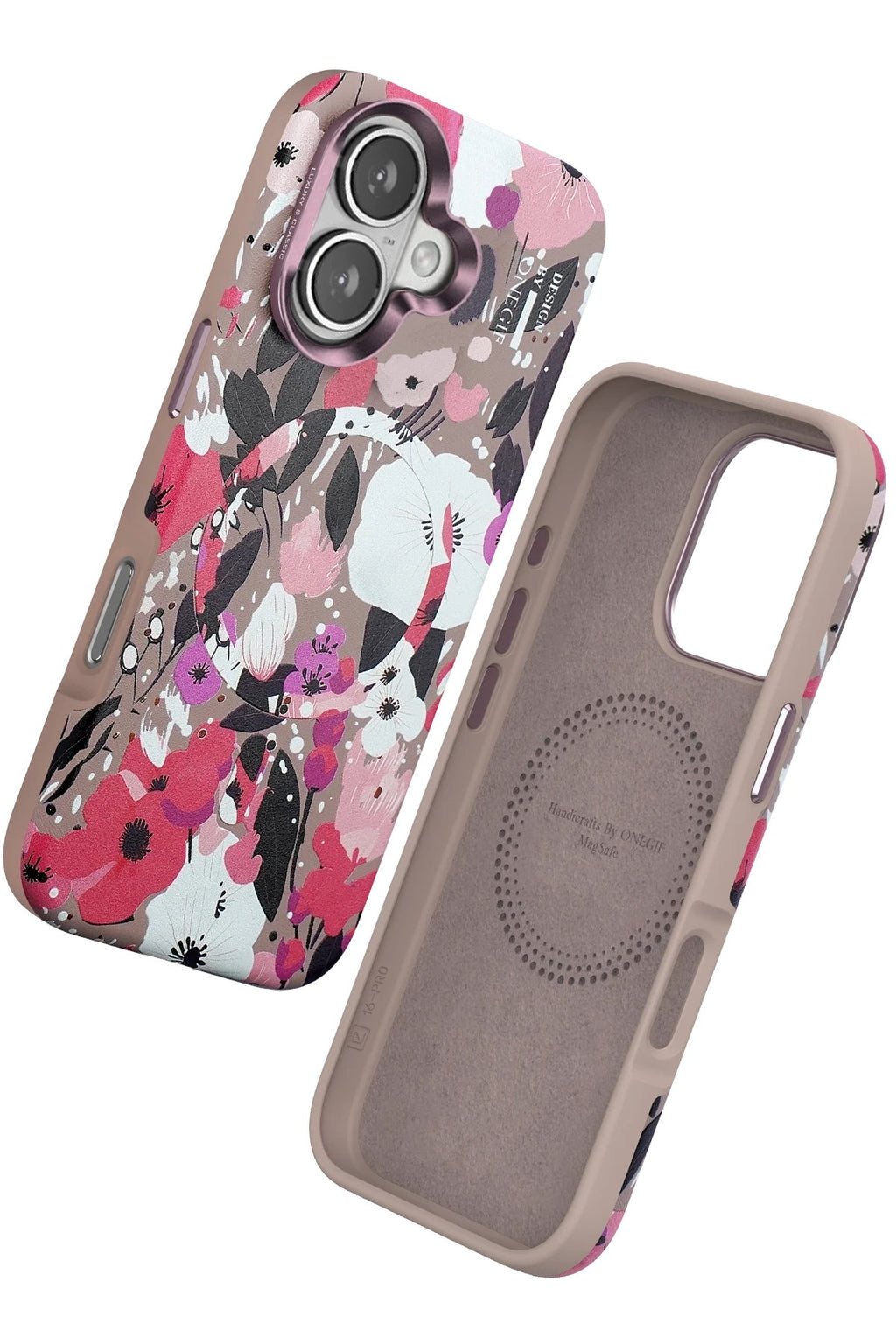 Mey İthalat® iPhone 16 Flower Series Magsafe Kapak - Pembe