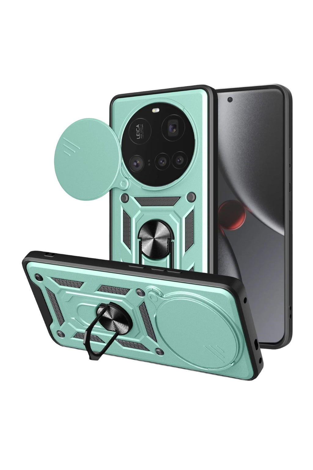 Mey İthalat® Mi 15 Ultra Kılıf Pars Lens Yüzüklü Silikon - Yeşil