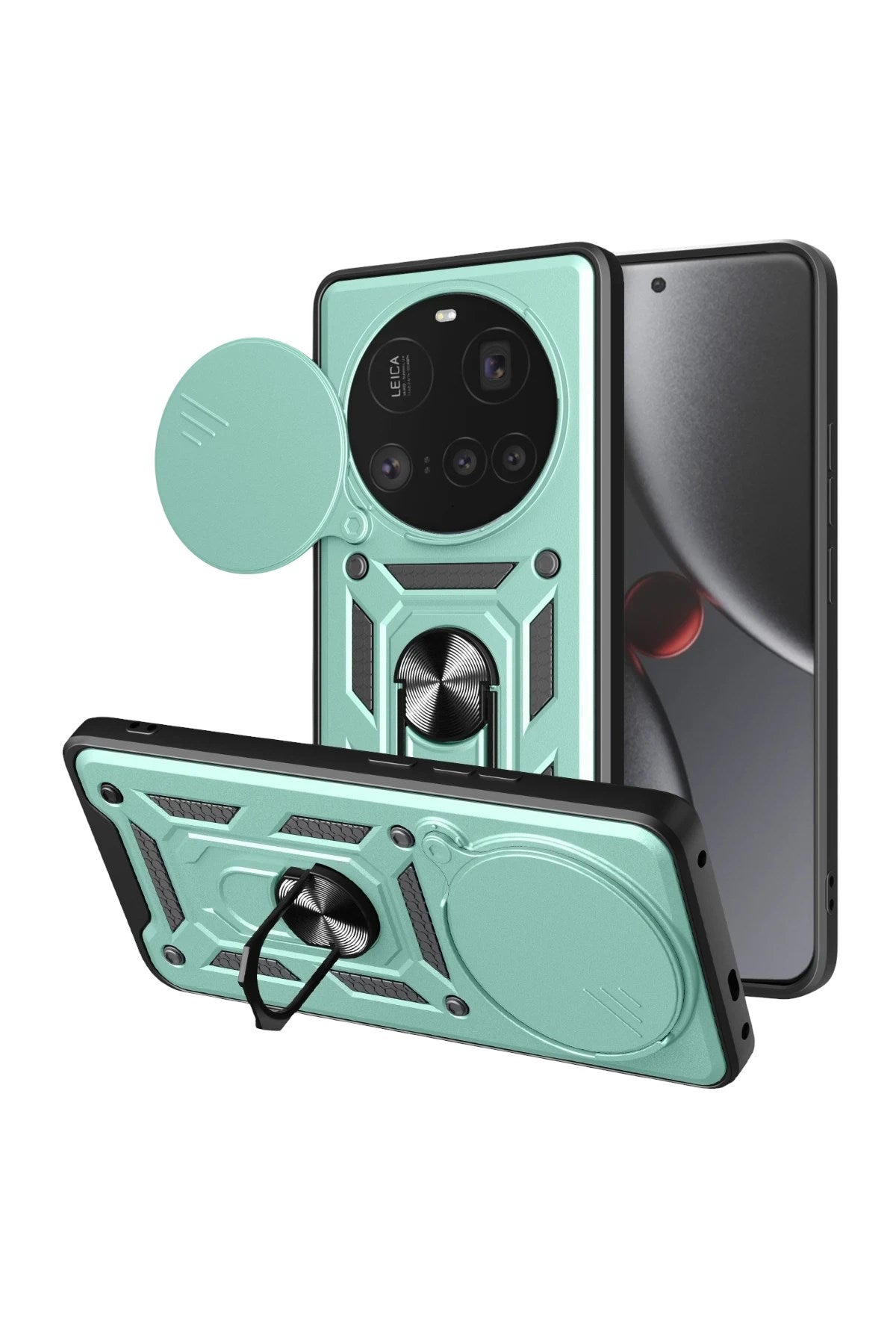Mey İthalat® Mi 15 Ultra Kılıf Pars Lens Yüzüklü Silikon - Yeşil