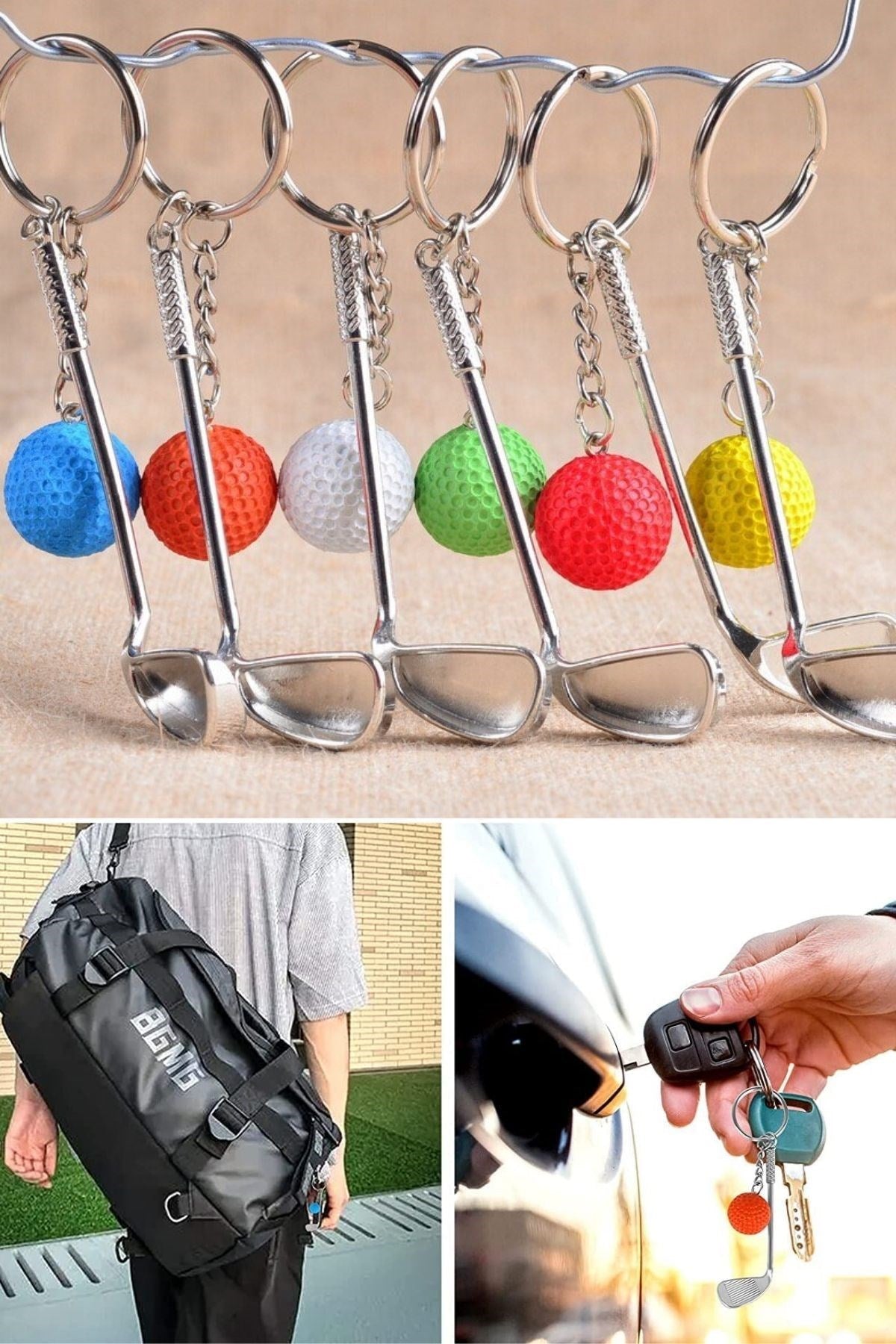 Gerçekçi Golf Tasarımlı Şık Anahtarlık Kolye Çanta Süsü Golf Keychain