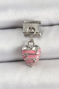 Mey İthalat® 316L Çelik Gümüş Renk Pembe Kalp Model Nomination Charm