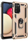 Mey İthalat® Samsung Galaxy A02S Kılıf Sofya Yüzüklü Silikon Kapak - Gold