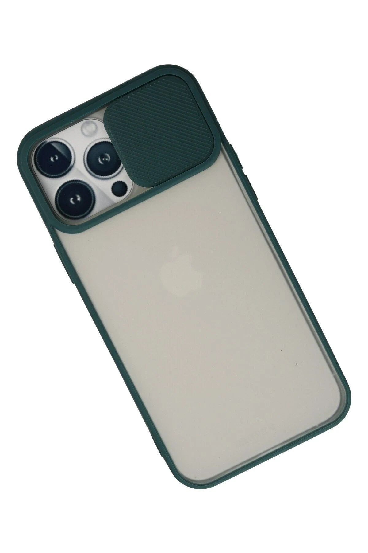 Mey İthalat® iPhone 13 Pro Max Kılıf Palm Buzlu Kamera Sürgülü Silikon - Yeşil