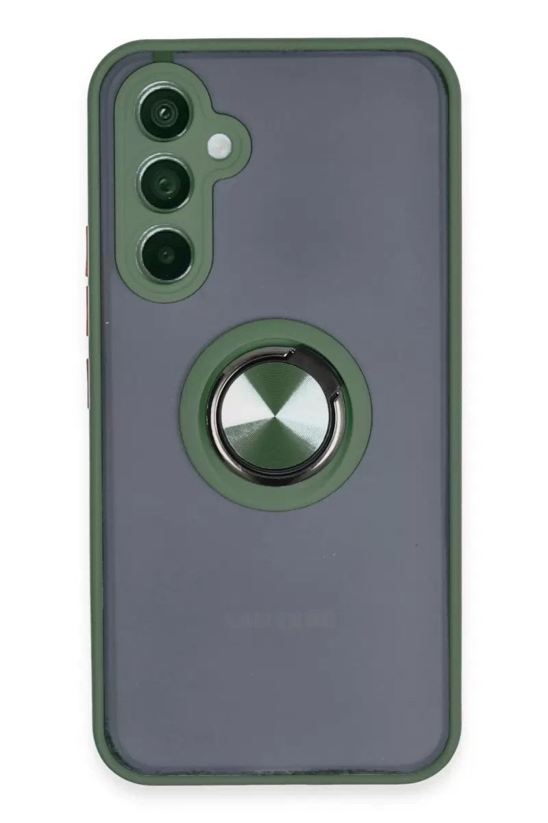 Mey İthalat® Samsung Galaxy A34 5G Kılıf Montreal Yüzüklü Silikon Kapak - Yeşil