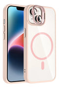 Mey İthalat® iPhone 13 Remim Lensli Magsafe Standlı Kapak - Pembe