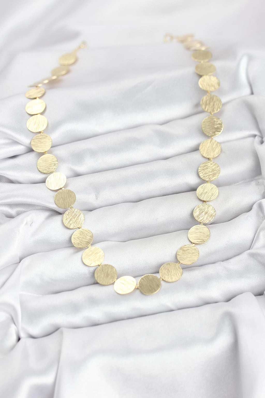 Mey İthalat® Yuvarlak Plaka Model Gold Renk Kadın Kolye