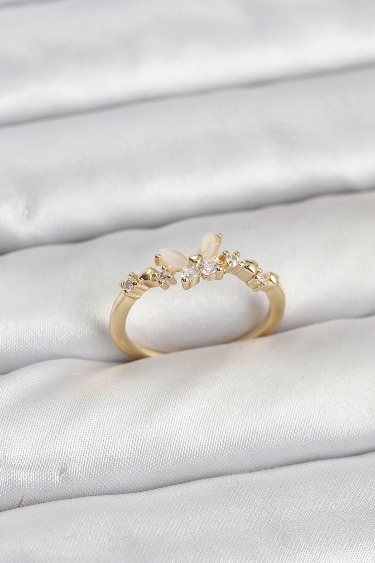 Mey İthalat® Kelebek Model Gold Renk Pirinç Kadın Yüzük