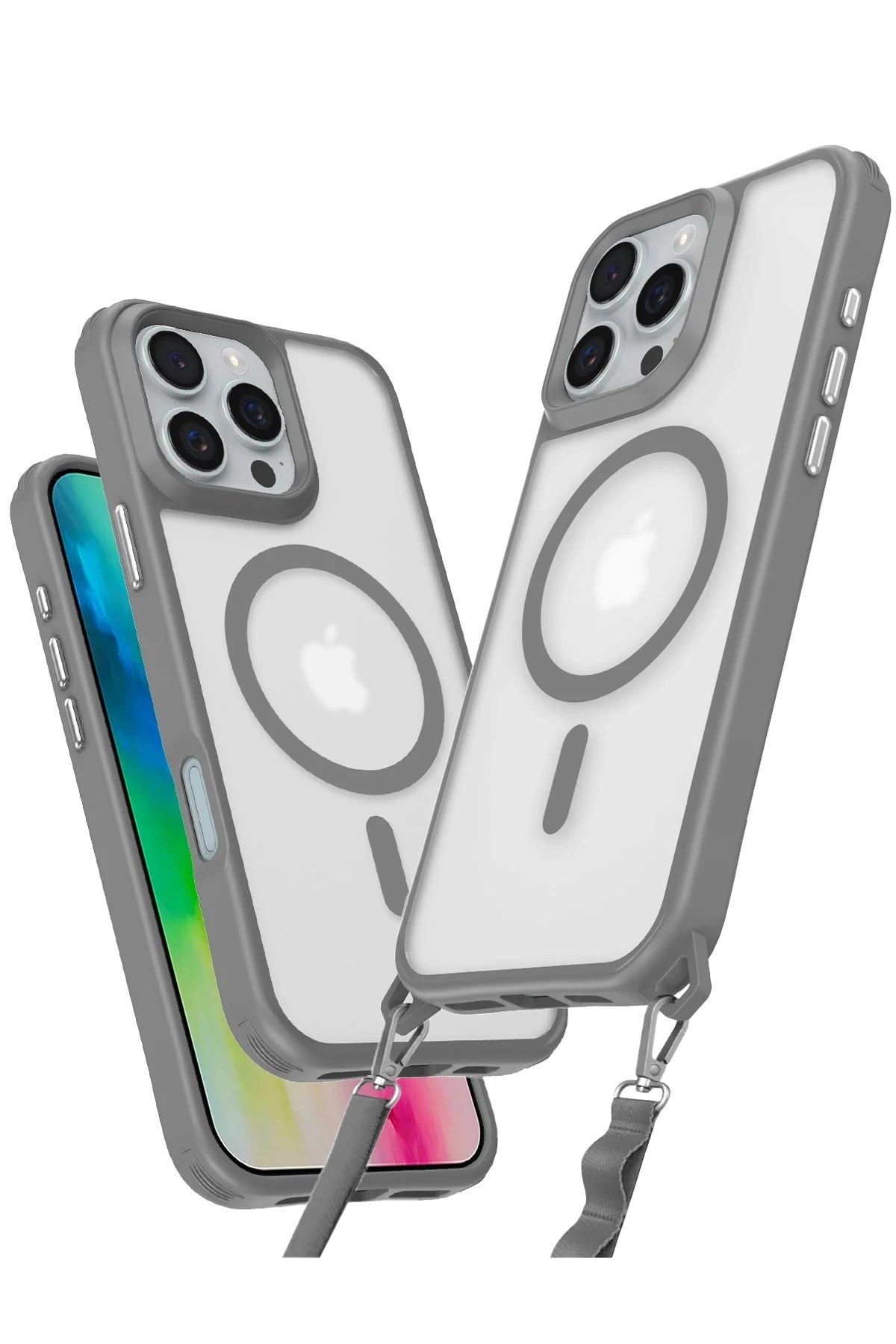 Mey İthalat® iPhone 16 Pro Max Kılıf Enka Magsafe Silikon Kılıf - Titan Gri