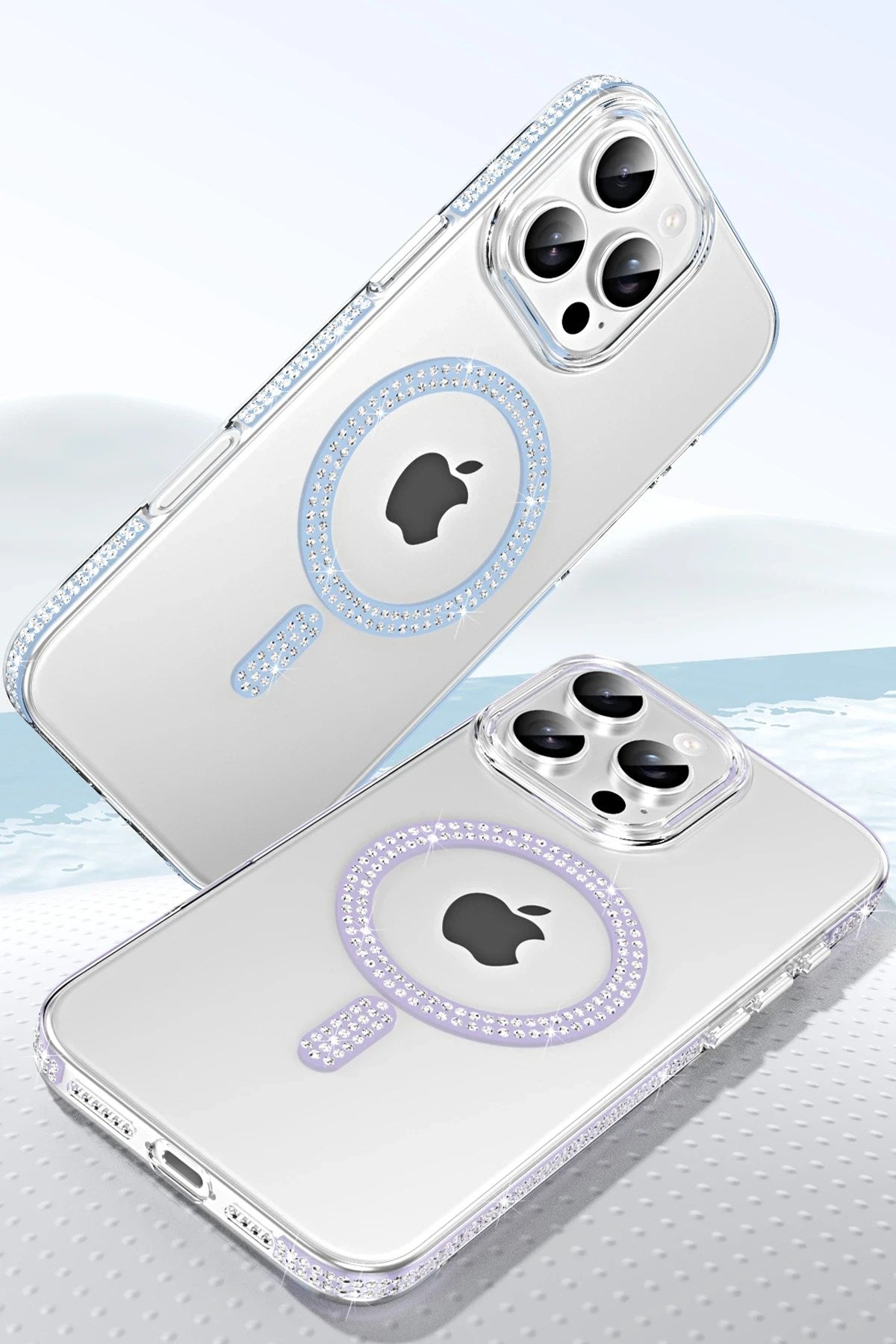 Mey İthalat® iPhone 14 Pro Max Move Taşlı Magsafe Kapak - Pembe