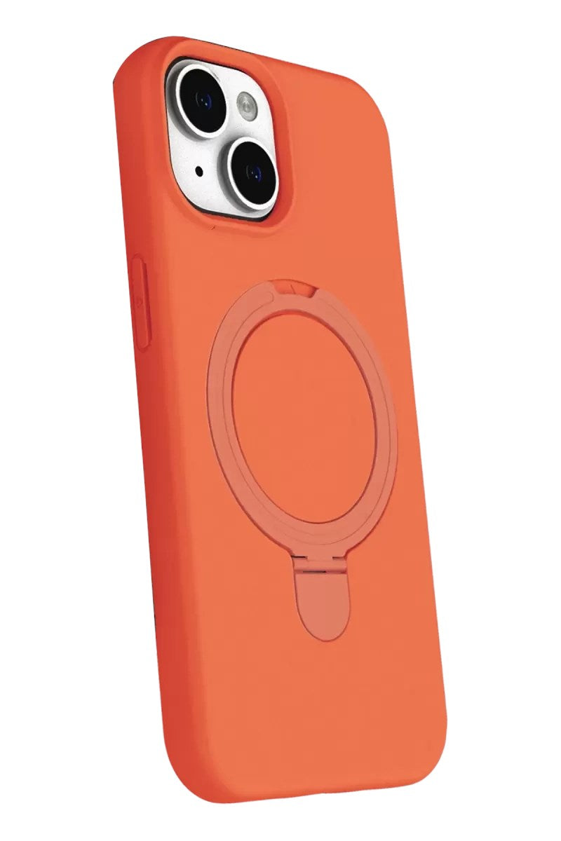 Mey İthalat® iPhone 14 Regal Magsafe Standlı Kapak - Turuncu