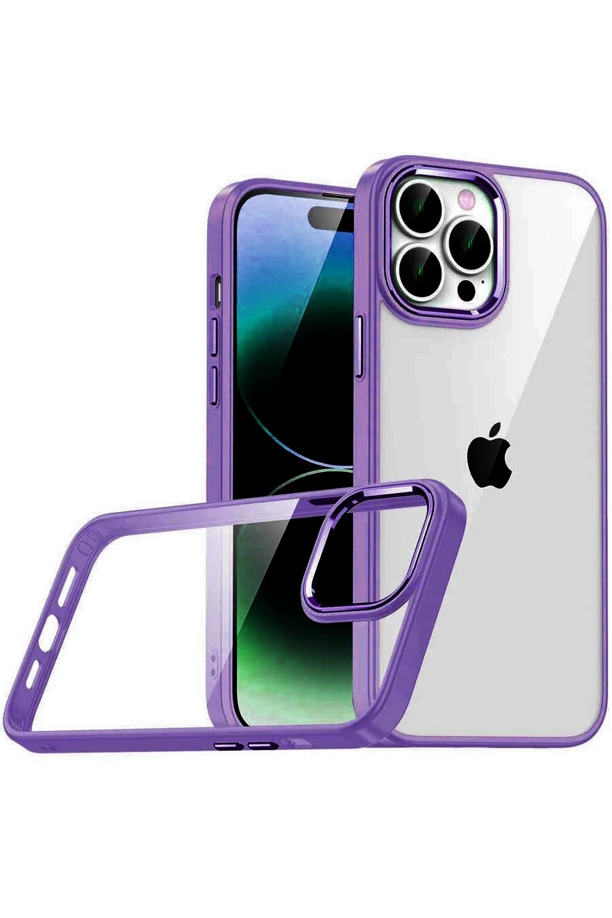 Mey İthalat® iPhone 15 Pro Max Lensli Silikon - Mor
