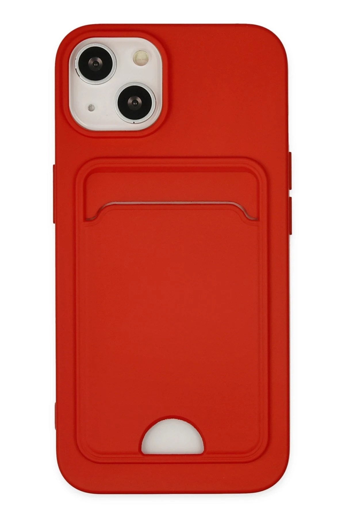 Mey İthalat® iPhone 14 Plus Kılıf Kelvin Kartvizitli Silikon - Kırmızı