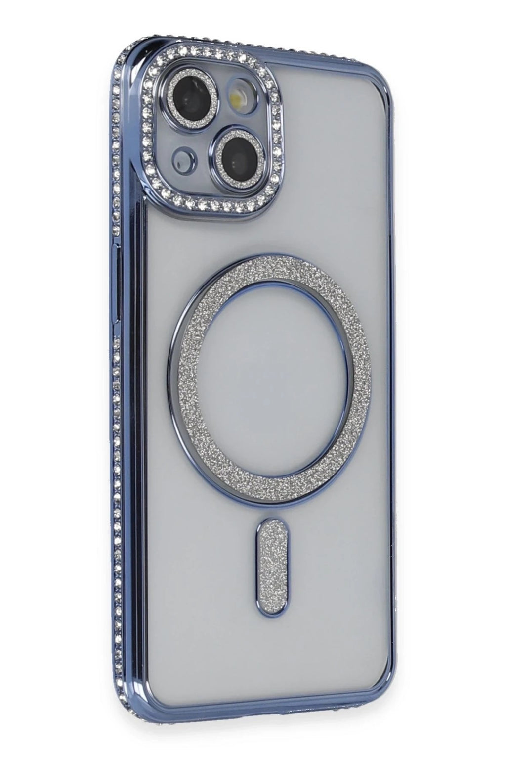 Mey İthalat® iPhone 14 Kılıf Joke Simli Magneticsafe Kılıf - Mavi