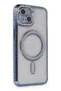 Mey İthalat® iPhone 14 Kılıf Joke Simli Magneticsafe Kılıf - Mavi