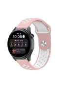 Mey İthalat® Watch 22mm Spor Delikli Kordon - Pembe-Beyaz