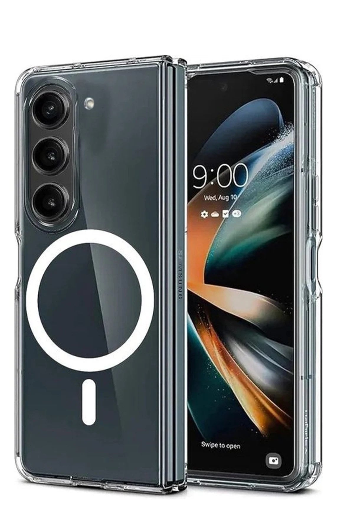 Mey İthalat® Samsung Galaxy Z Fold 6 Kılıf Magneticsafe Şeffaf Silikon - Şeffaf