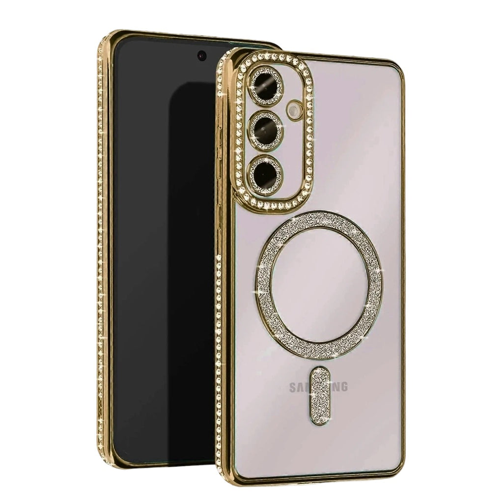 Mey İthalat® Samsung Galaxy A15 4G Joke Simli Magneticsafe Kılıf - Gold