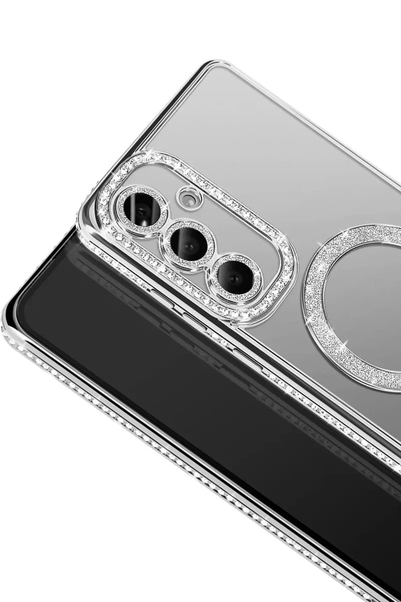 Mey İthalat® Samsung Galaxy A37 5G Joke Simli Magneticsafe Kılıf - Gümüş