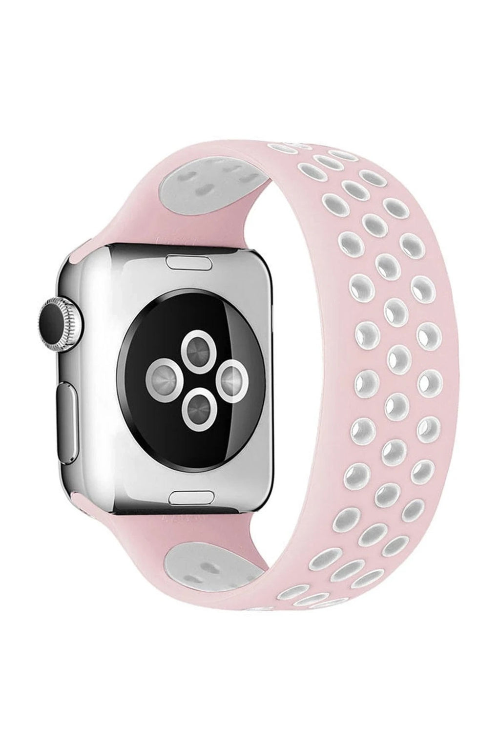 Mey İthalat® Watch 42mm Ayarlı Delikli Silikon Kordon - Pembe-Beyaz