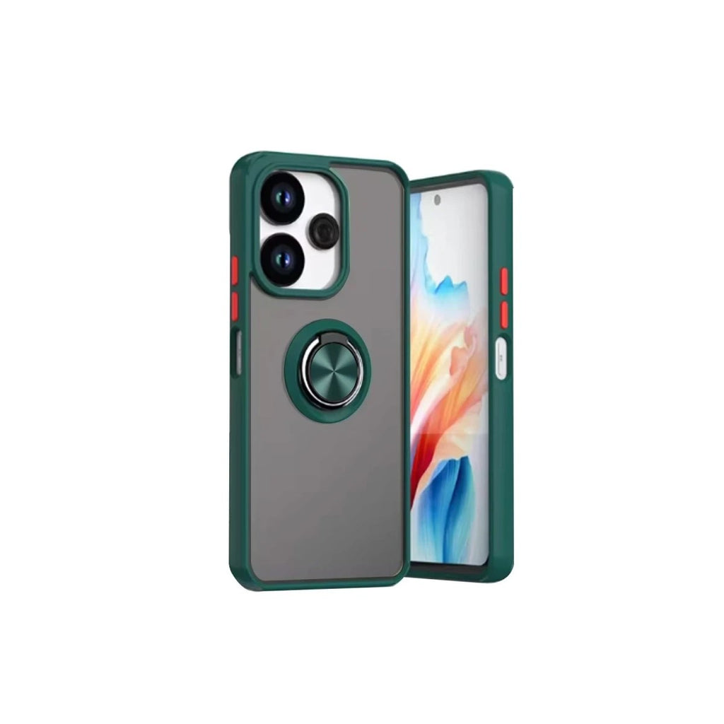 Mey İthalat® Redmi 13 4G Kılıf Montreal Yüzüklü Silikon Kapak - Yeşil