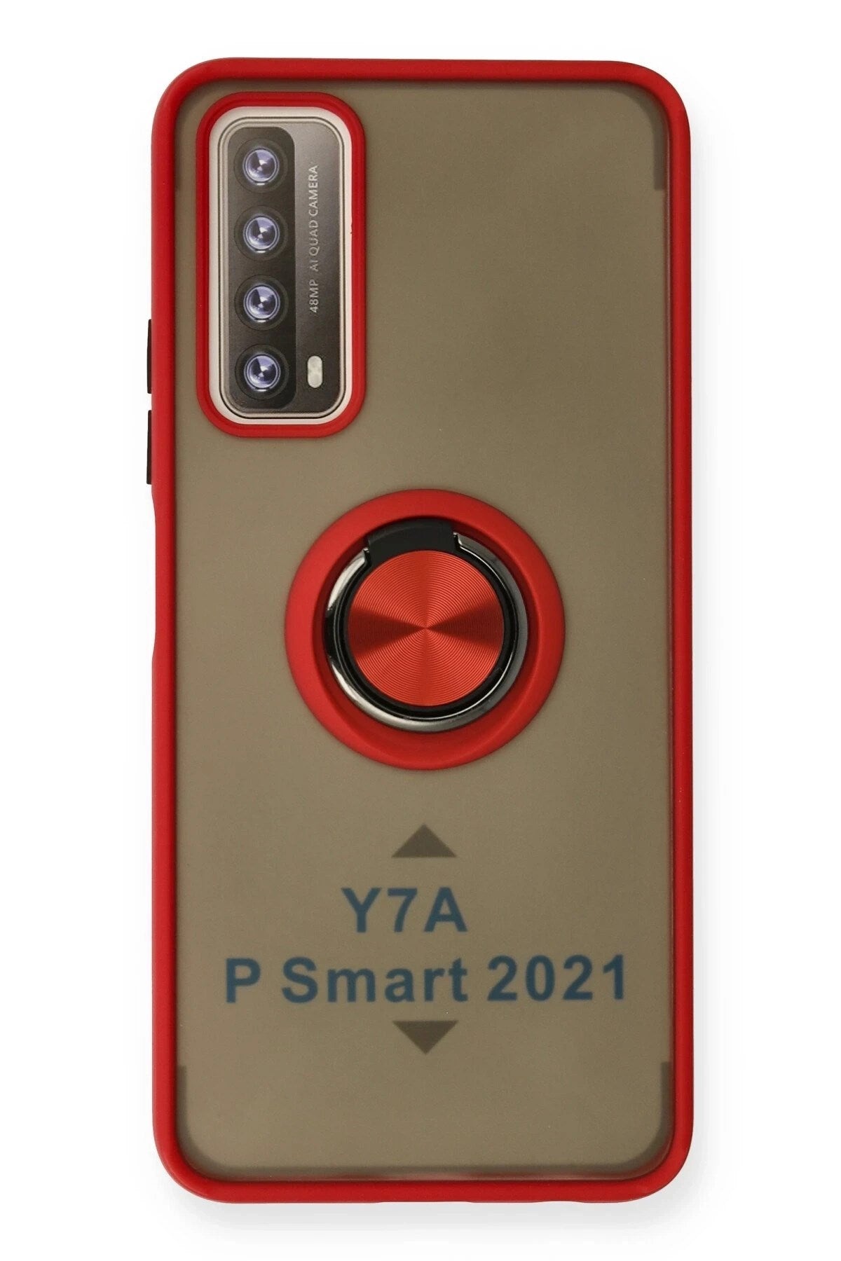 Mey İthalat® Huawei P Smart 2021 Kılıf Montreal Yüzüklü Silikon Kapak - Kırmızı