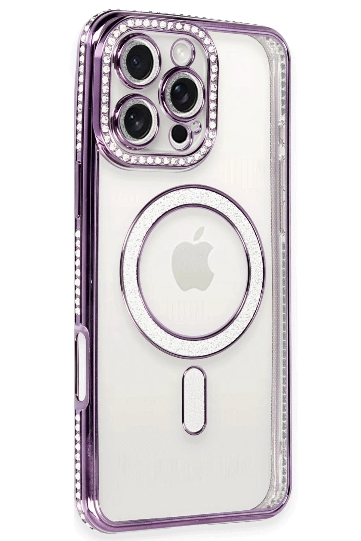 Mey İthalat® iPhone 16 Pro Max Kılıf Joke Simli Magneticsafe Kılıf - Derin Mor